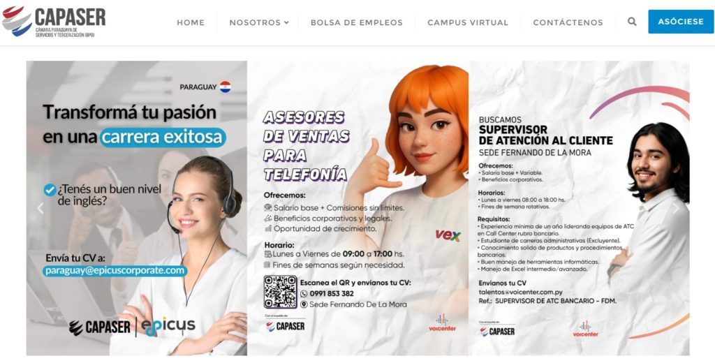 Socios de Capaser ofrecen más de 200 vacantes en tercerización de servicios