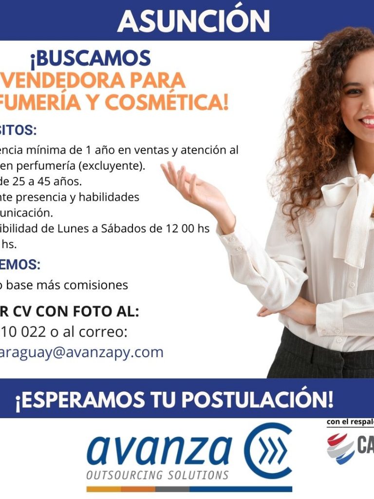 VENDEDORA PARA PERFUMERIA Y COSMETICA - CAPASER